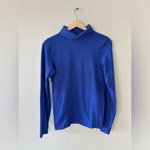 Athleta Flurry Peak Turtleneck Long Sleeve Top Blue Black Size M